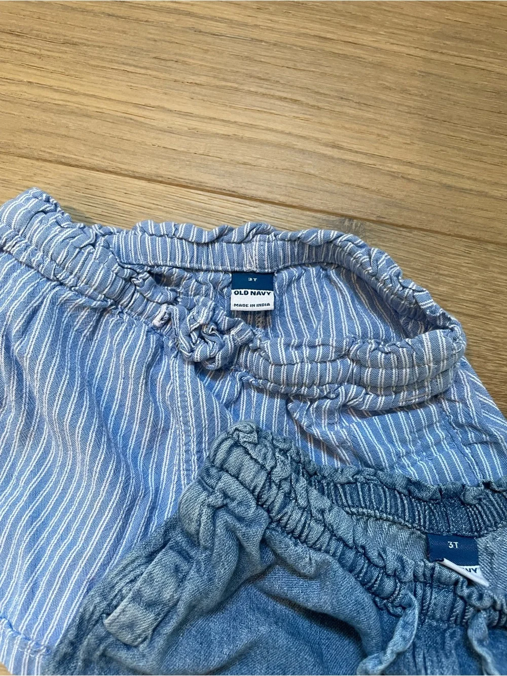 Old Navy Blue Denim and Light Blue Striped Girls Shorts